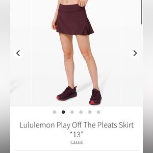 Lululemon play it off the pleat skirt